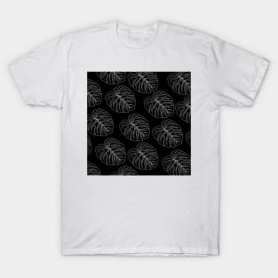 monstera tropical plant hawaii aloha print black and white T-Shirt